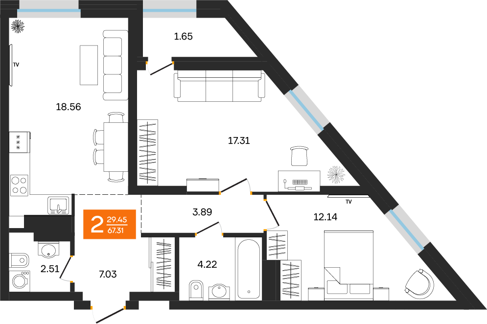 Планировка 2-комн.