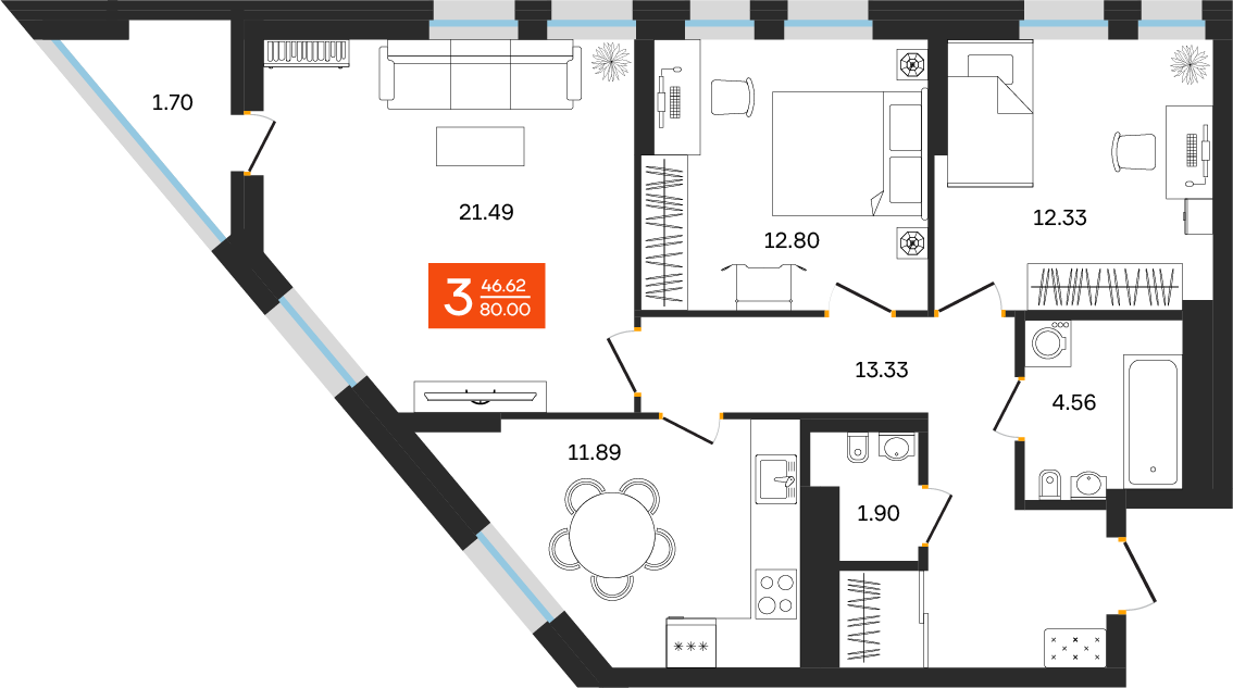 Планировка 3-комн.