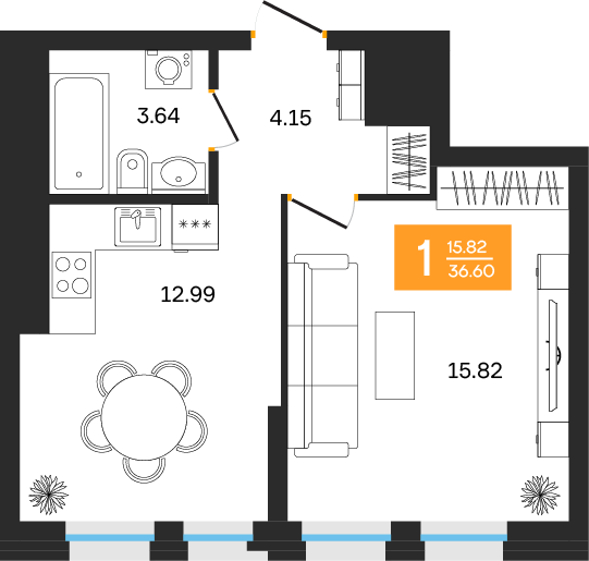 Планировка 1-комн.