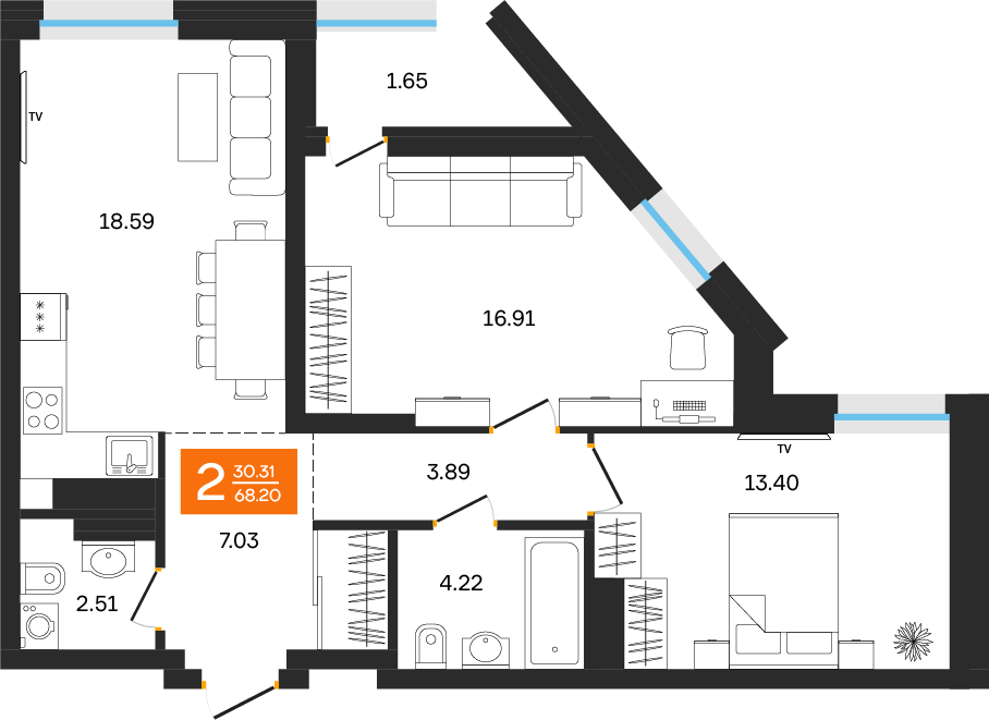 Планировка 2-комн.