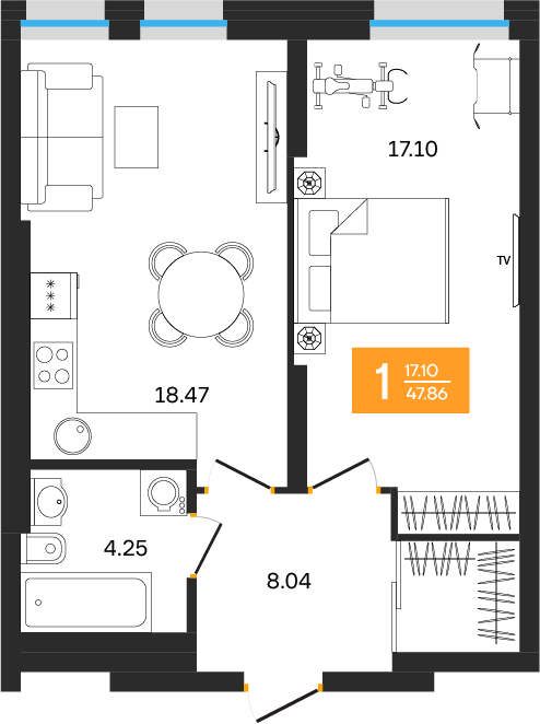 Планировка 1-комн.
